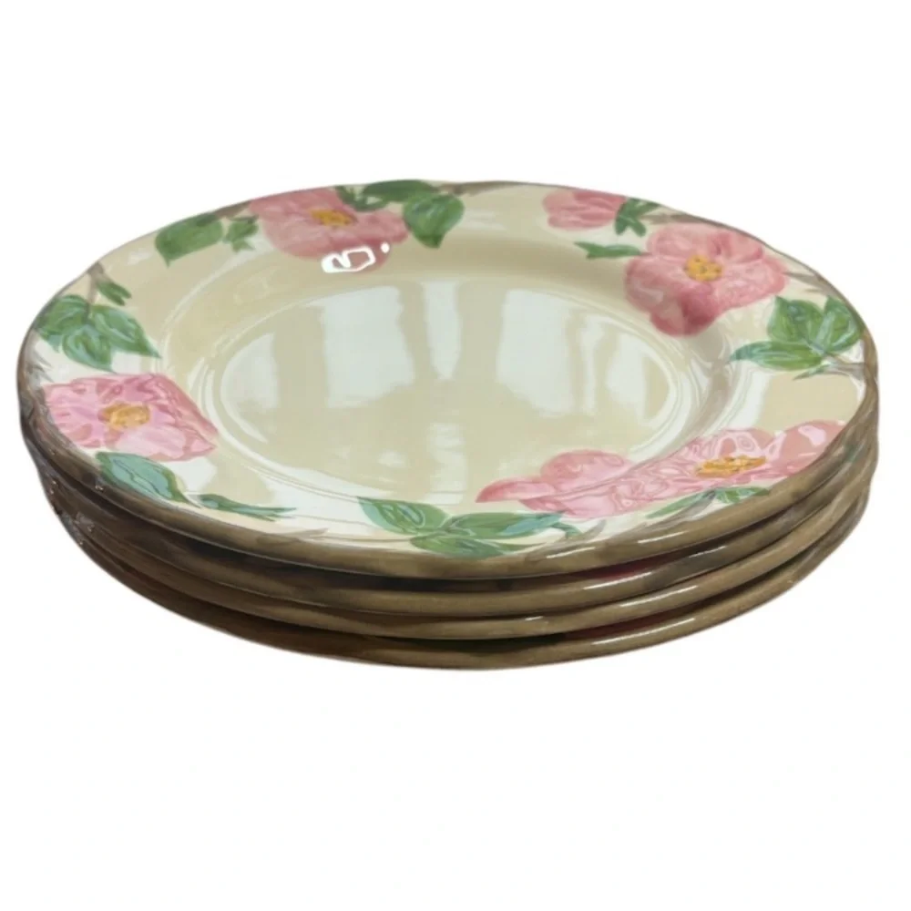 Franciscan Desert Rose 10” Dinner Plates  Vintage Hand Painted England 4 Pc Set